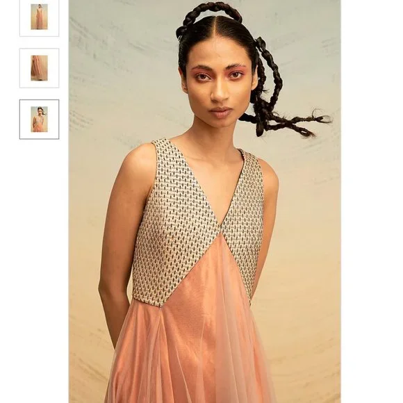 AKHL - Blush Pink Textured Satin Dress - Worn Once - XS - Picture 2 of 10